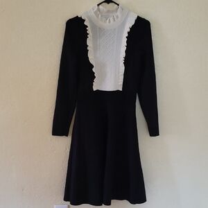 Sandro Paris Dounia Ruffle Bib Knit Dress